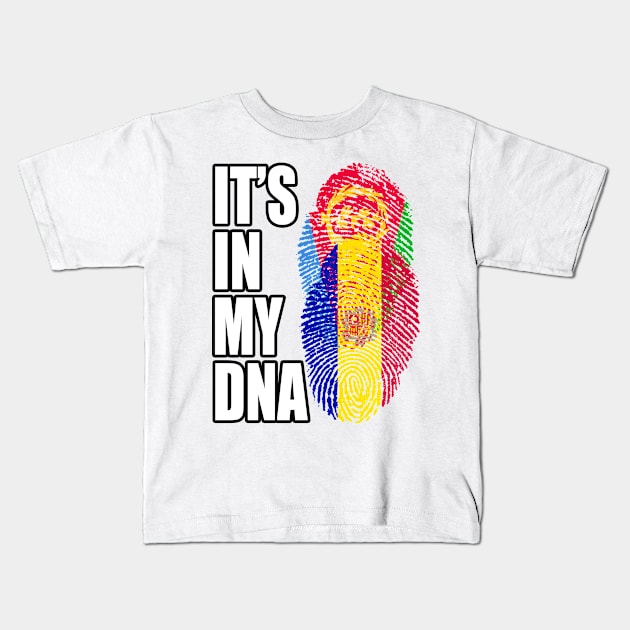 Eritrean And Andorran Mix Heritage DNA Flag Kids T-Shirt by Just Rep It!!